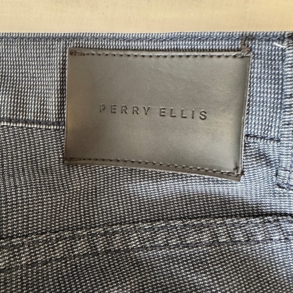 Perry Ellis Men's Flat Front Chino Casual Dress Pant Blue-Gray Trouser 34x32 - Picture 5 of 14